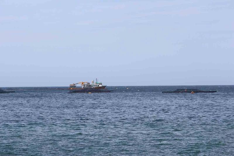Trabzon’un Çarşıbaşı ilçesi açıklarında somon kafesleri yırtıldı, oltasını alan sahile koştu
