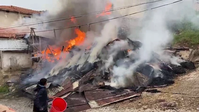 Elektrik kontağından çıkan yangında samanlık ve iki ev yandı
