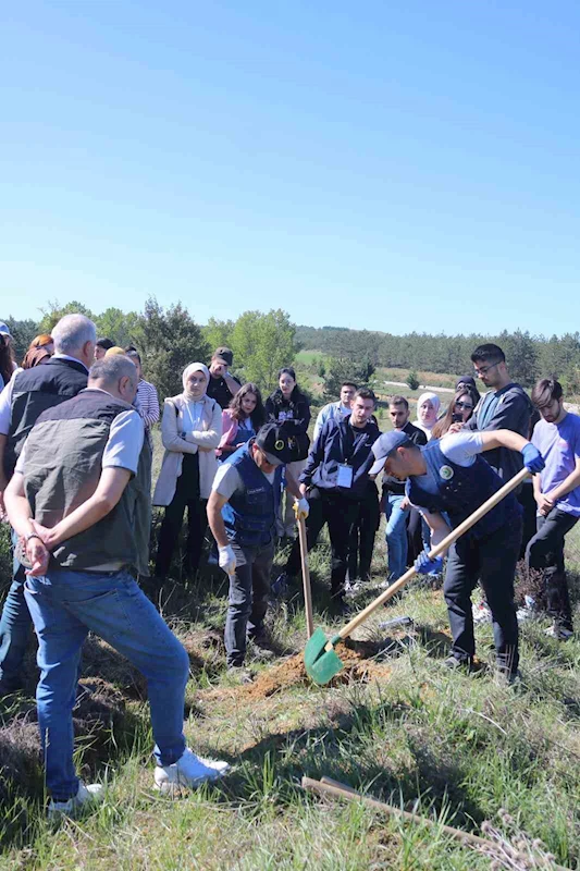 Üniversite öğrencileri ve akademisyenler 10 fidan dikti
