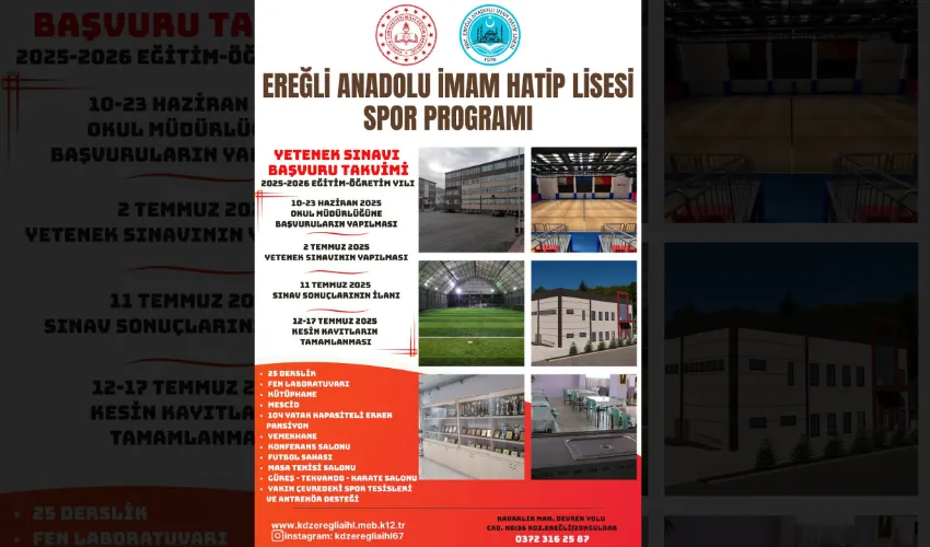 Ereğli Anadolu İmam Hatip Lisesi’nden Sporda Yetenekli Öğrencilere Müjde!
