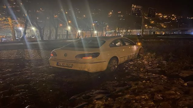 Lüks otomobil refüje çıktı, 2 yaralı