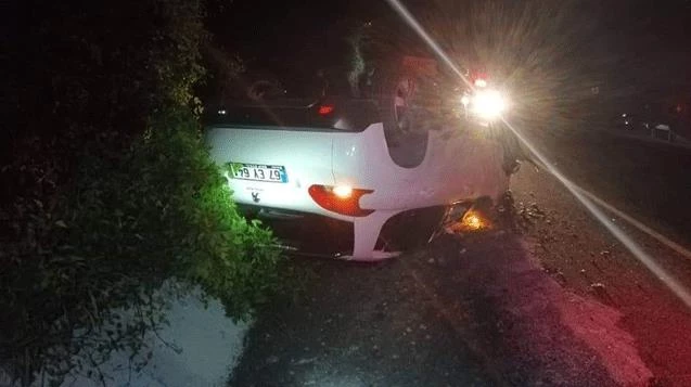 Kontrolden çıkan otomobil takla attı